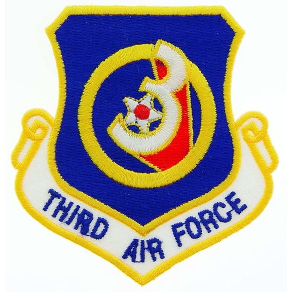 U.S. Air Force 3rd Air Force Shield Patch Blue & Yellow