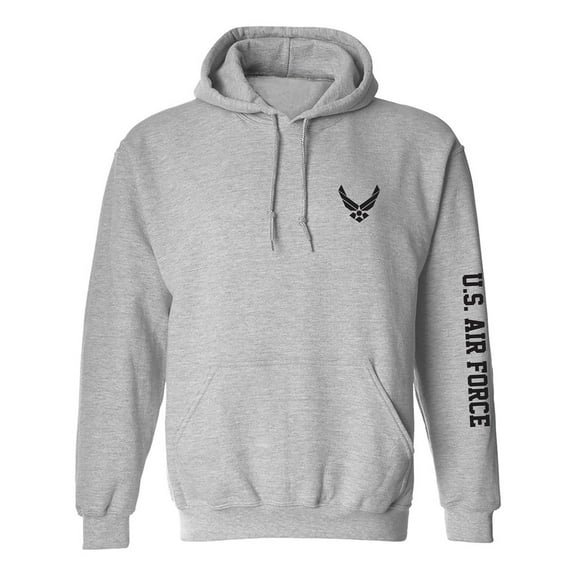 U.S. Air Force Black Sleeve Print Adult Hooded Sweatshirt