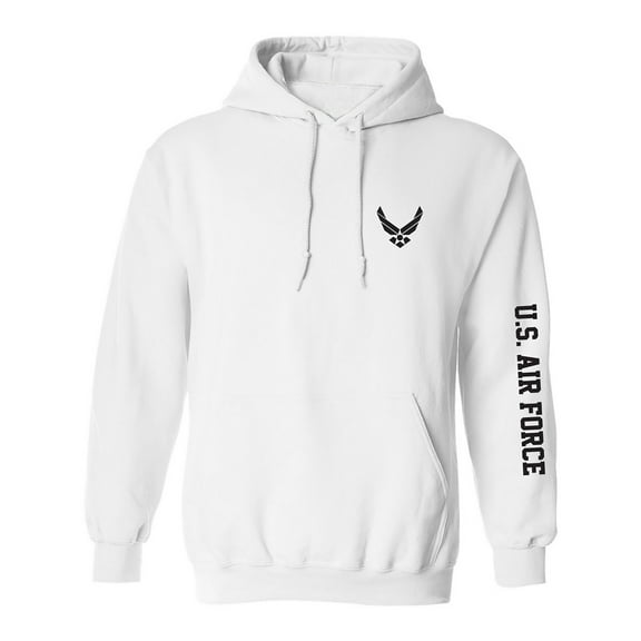 U.S. Air Force Black Sleeve Print Adult Hooded Sweatshirt