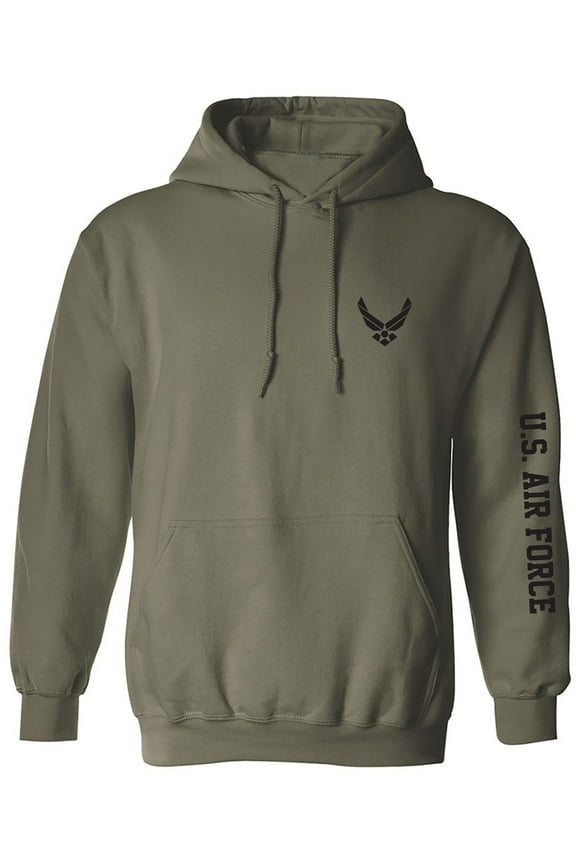 U.S. Air Force Black Sleeve Print Adult Hooded Sweatshirt