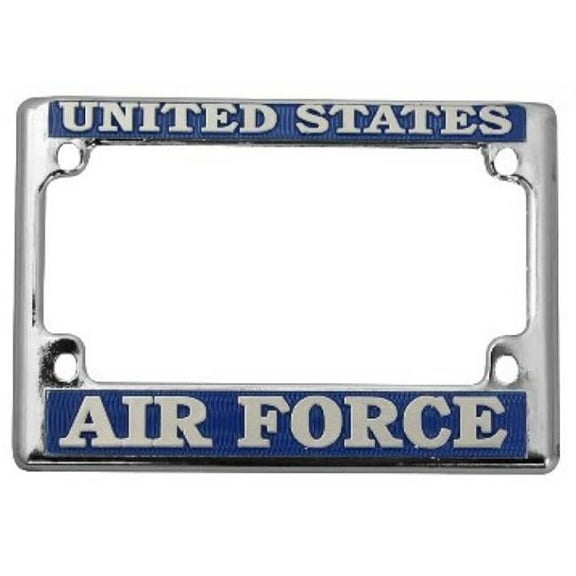 U.S. Air Force Chrome Motorcycle License Frame.  Free Screw Caps Included