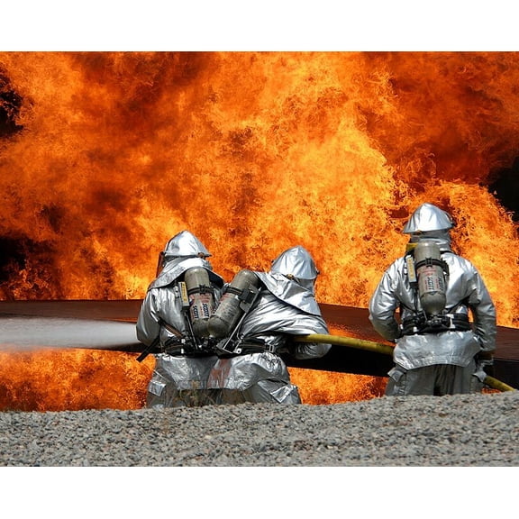 U.S. Air Force Firefighter Training Exercise Style - A - 20x30 Inch Glossy Laminated Aviation Poster - Stunning Detail and Bold Colors