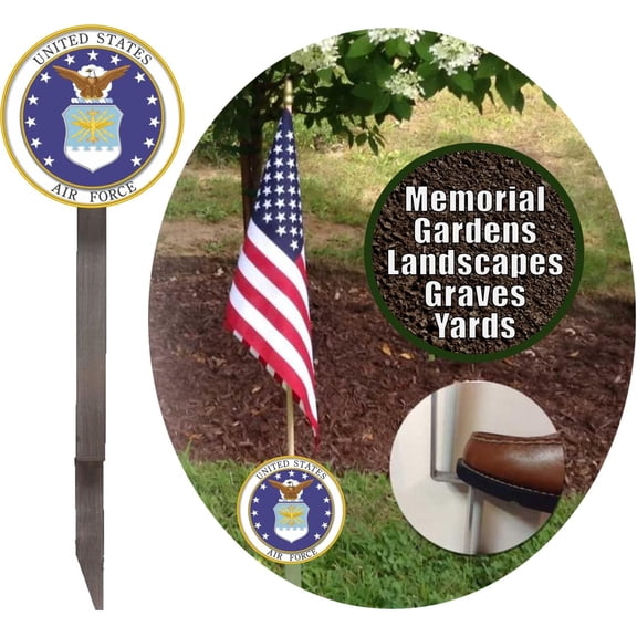 U.S. Air Force Flag Holder Grave Marker with 8x12" American Flag