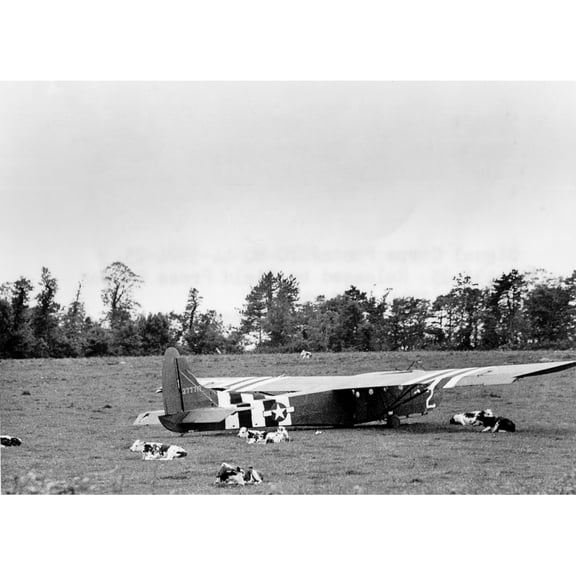 U. S. Air Force Glider That Landed Intact In Normandy On D-Day History (24 x 18)