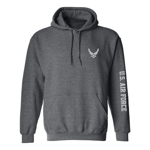 U.S. Air Force Grey Sleeve Print Adult Hooded Sweatshirt