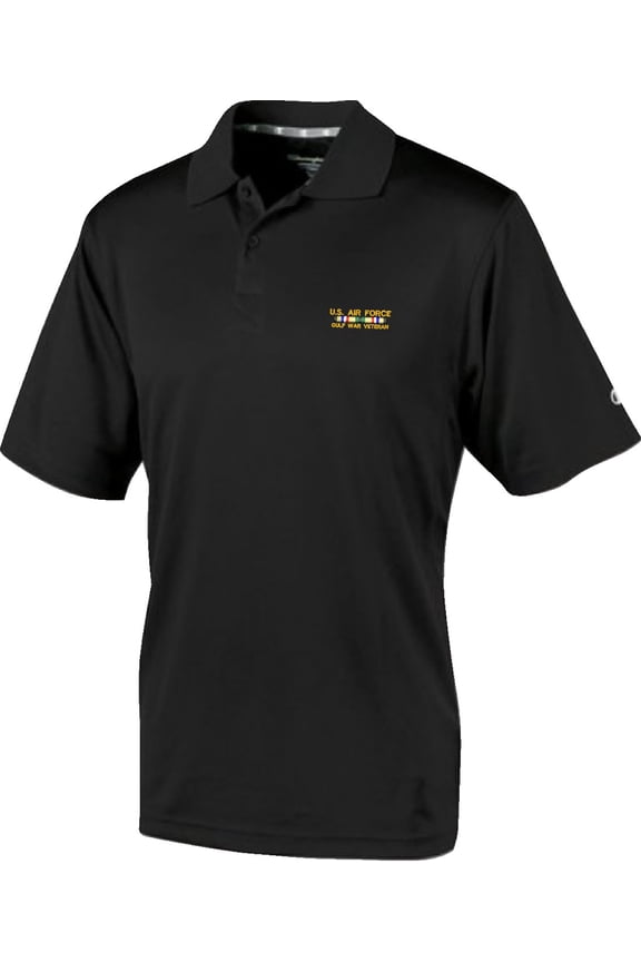 U.S. Air Force Gulf War Large Black Moisture Wicking Polo