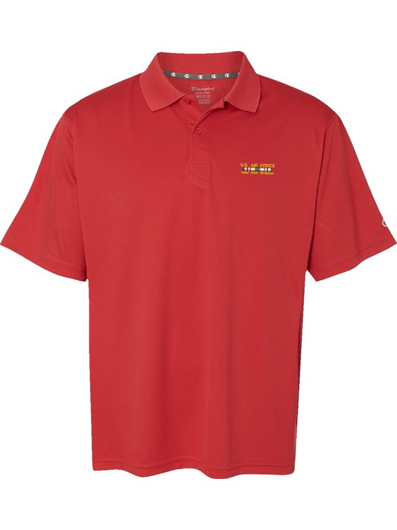 U.S. Air Force Gulf War Large Scarlet Moisture Wicking Polo