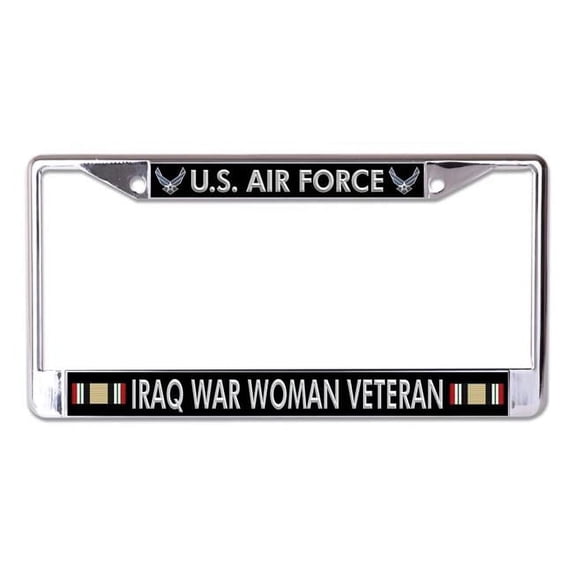 U.S. Air Force Iraq War Woman Veteran Chrome License Plate Frame