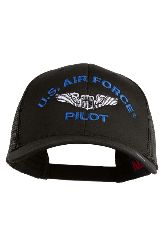 U.S. Air Force Pilot Embroidered Solid Cotton Mesh Cap - Charcoal OSFM