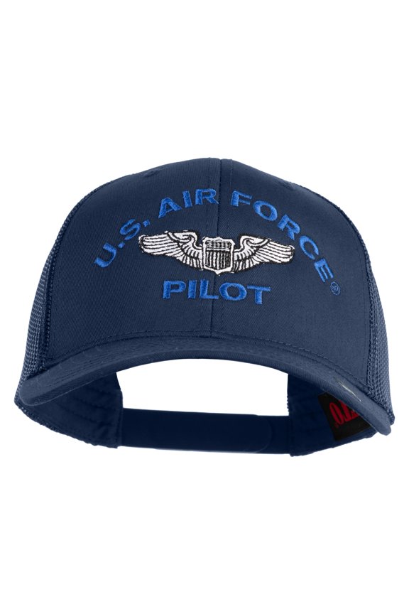 U.S. Air Force Pilot Embroidered Solid Cotton Mesh Cap - Navy OSFM