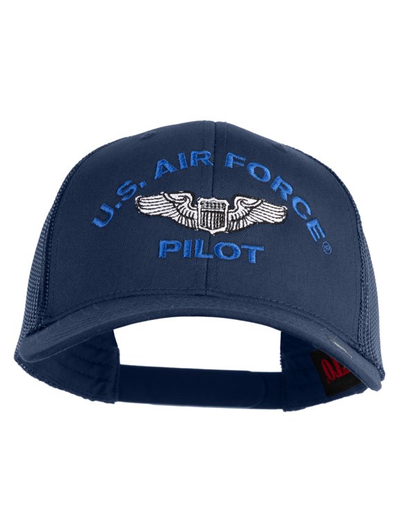 U.S. Air Force Pilot Embroidered Solid Cotton Mesh Cap - Navy OSFM