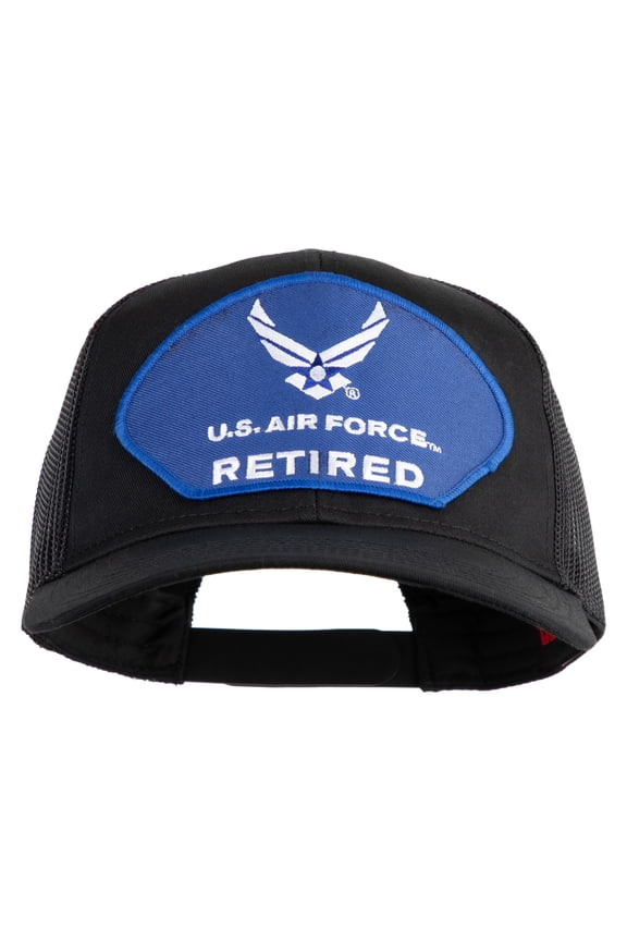 U.S. Air Force Retired Blue Patched Solid Cotton Twill Mesh Prostyle Cap - Black OSFM
