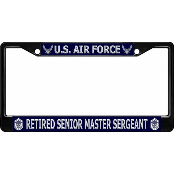 U.S. Air Force Retired Senior Master Sergeant Black License Plate Frame