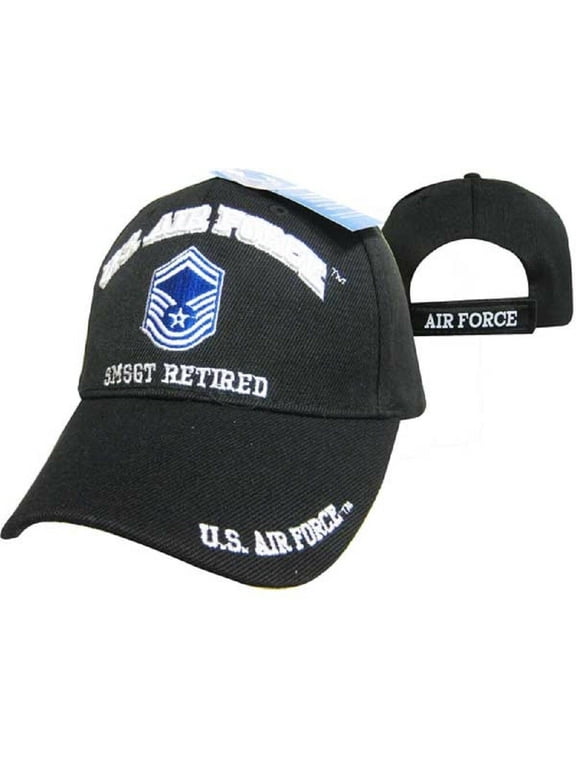 U.S. Air Force SMSGT Retired Black USAF Embroidered Ball Cap Hat (Licensed)