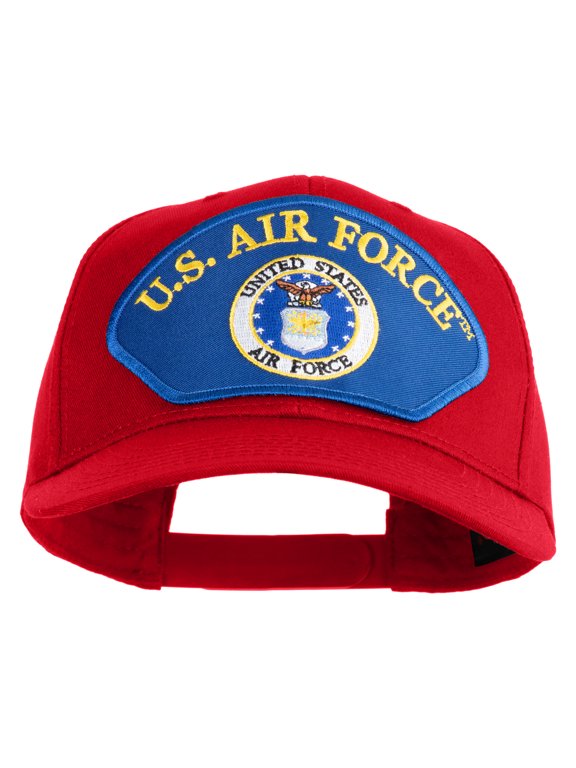 U.S. Air Force Seal Logo Blue Patched Solid Cotton Twill Pro Style Cap - Red OSFM