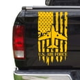 thumbnail image 1 of U.S. Air Force USAF Veteran Retired Distressed American USA US Flag Truck Tailgate Vinyl Decal Compatible with most Pickup Trucks Military Sticker US Army (11" x 20", Yellow), 1 of 8