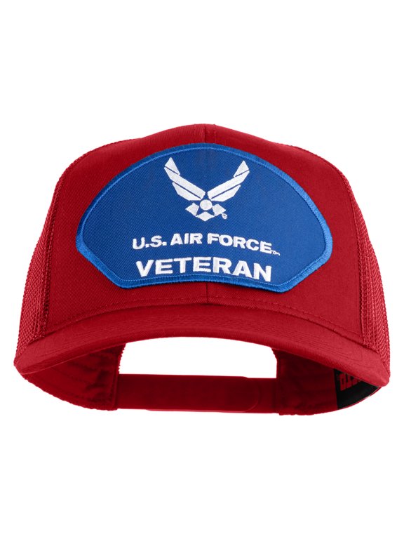 U.S. Air Force Veteran Blue Patched Solid Cotton Twill Mesh Prostyle Cap - Red OSFM