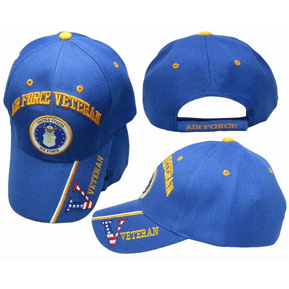 U.S. Air Force Veteran "V" Royal Blue Emblem Embroidered Cap Hat (Licensed)