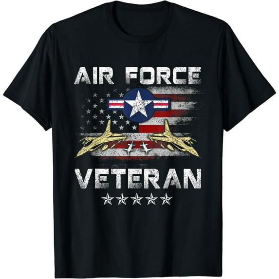 U.S Air Force Veteran with Vintage Roundel Grunge T-Shirt