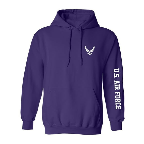 U.S. Air Force White Sleeve Print Adult Hooded Sweatshirt