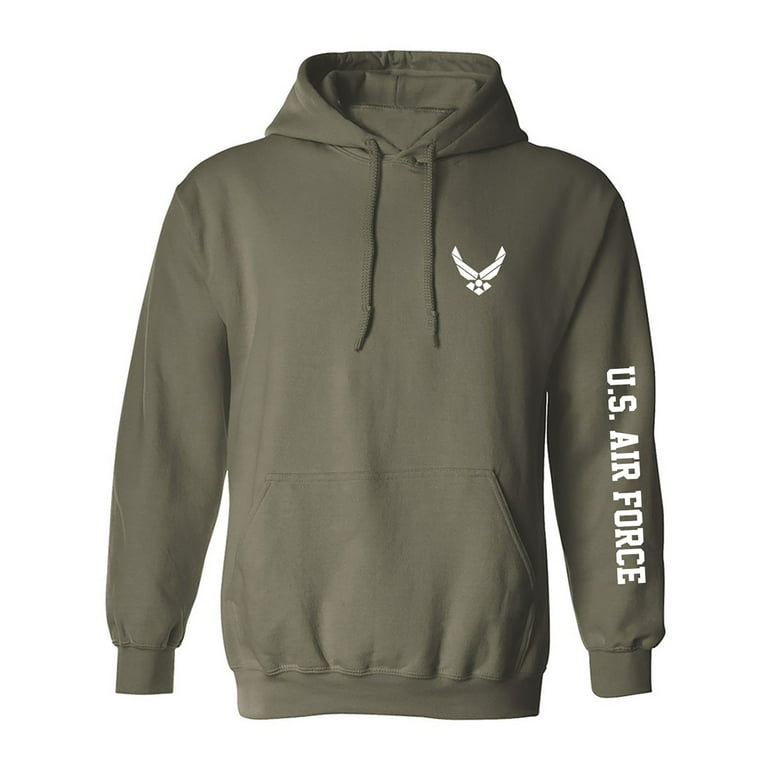U.S. Air Force White Sleeve Print Adult Hooded Sweatshirt