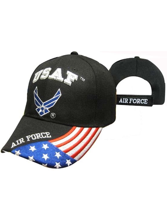 U.S. Air Force Wings Patriotic USA Flag Black Embroidered Cap Hat CAP603GB TOPW