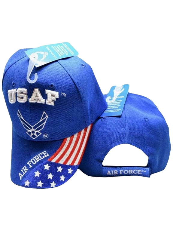 U.S. Air Force Wings USA Patriotic Flag Royal Blue Embroidered Cap Hat LICENSED