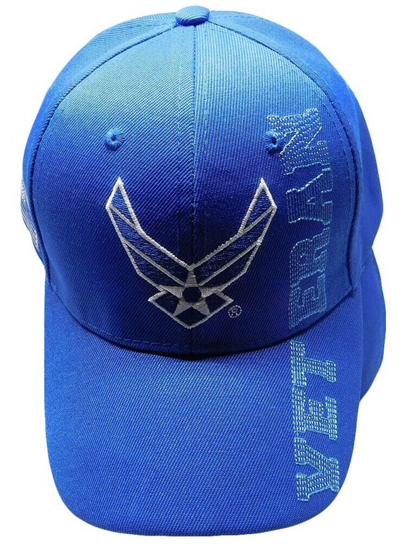 U.S. Air Force Wings Veteran Royal Blue USA Flag On Side Embroidered Cap Hat