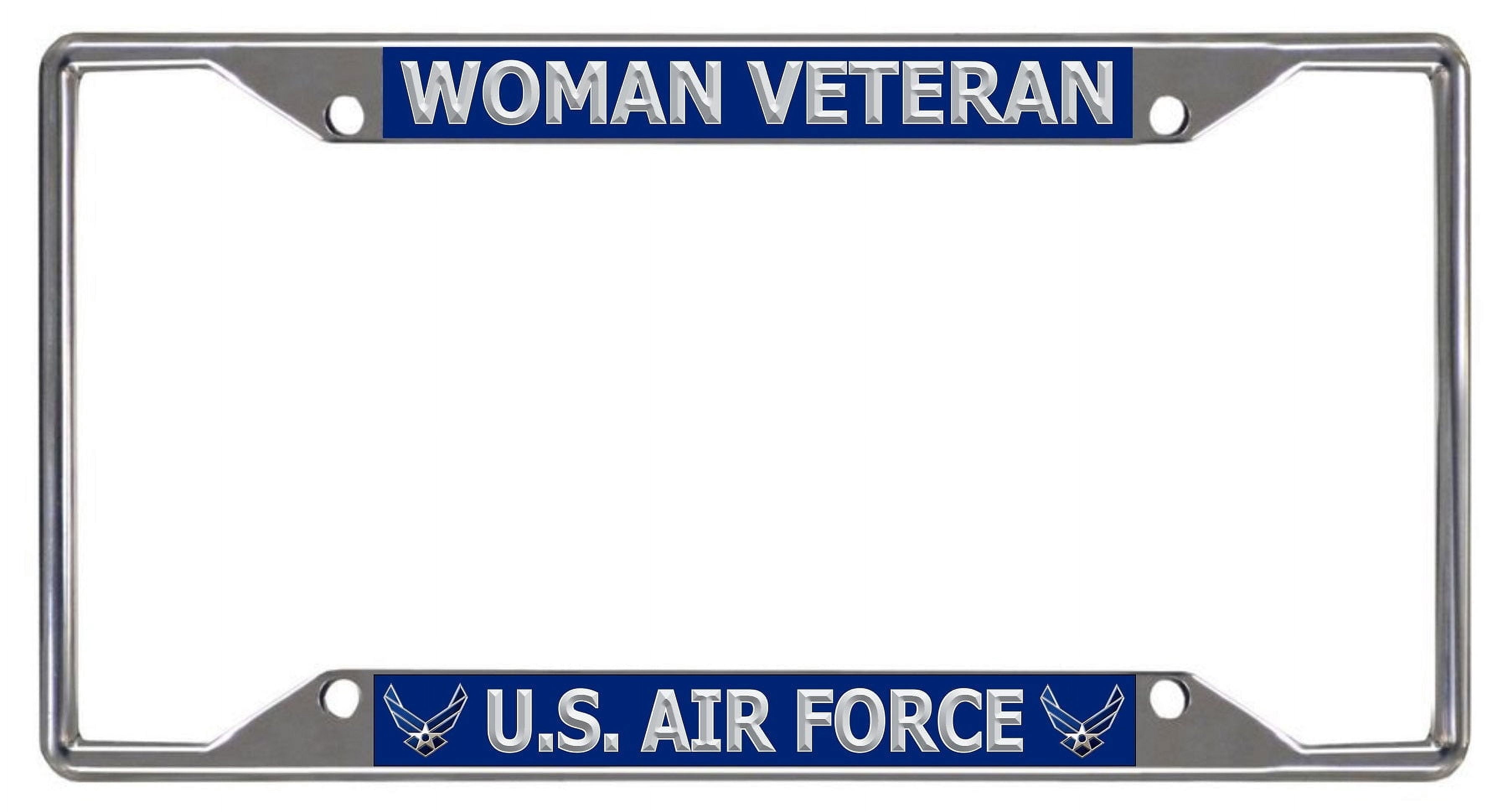 US Air Force Retired License Plate Frame - Chrome Steel, Fits All Standard Plates, Made In USA