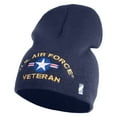 thumbnail image 1 of U.S. Airforce Veteran with Roundel Symbol Embroidered 8 Inch Solid Knit Short Beanie Made in USA - Navy OSFM, 1 of 5