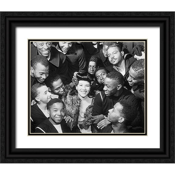 U.S. Archives 14x12 Black Ornate Wood Framed with Double Matting Museum Art Print Titled - WWII Marva Louis-wife of champion Joe