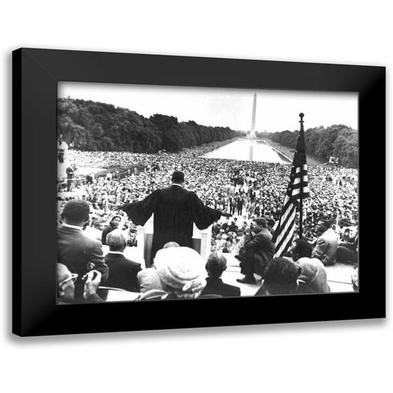 U.S. Archives 18x15 Black Modern Framed Museum Art Print Titled - Dr. Martin Luther King Jr. addressing the crowd during the 1957 Prayer Pilgrimage for Freedom