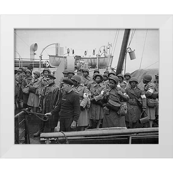 U.S. Archives 18x15 White Modern Wood Framed Museum Art Print Titled - WWII U.S. Army nurses arrive at Greenock-Scotland