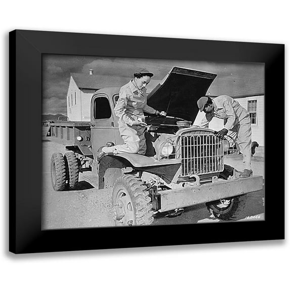 U.S. Archives 24x20 Black Modern Framed Museum Art Print Titled - WWII Auxiliaries Ruth Wade and Lucille Mayo