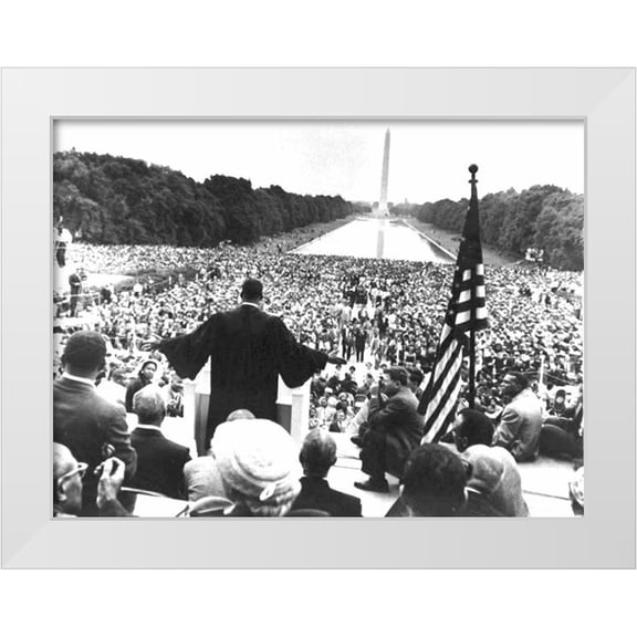 U.S. Archives 32x25 White Modern Wood Framed Museum Art Print Titled - Dr. Martin Luther King Jr. addressing the crowd during the 1957 Prayer Pilgrimage for Freedom