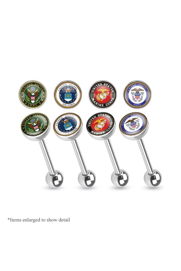 U.S. Armed Forces Logo Tongue Piercing Barbell