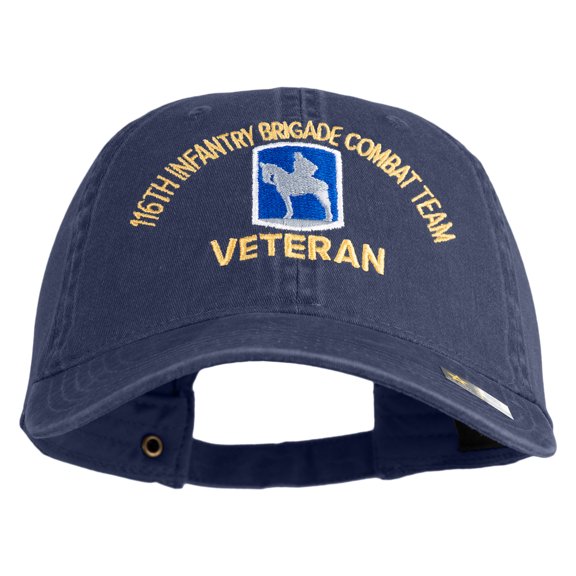 U.S. Army 116th Infantry Brigade Combat Team Embroidered Washed Solid Pigment Dyed Cotton Twill Brass Buckle Cap - Navy OSFM