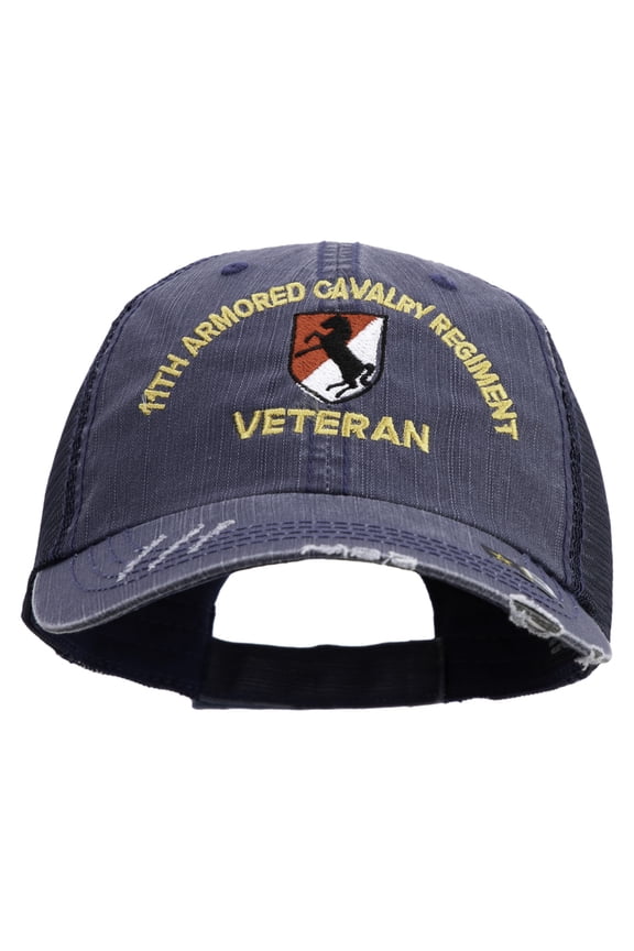 U.S. Army 11th Armored Cavalry Regiment Embroidered Low Profile Special Cotton Mesh Cap - Navy OSFM