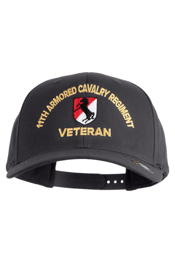 U.S. Army 11th Armored Cavalry Regiment Embroidered Retro Cotton Blend Snapback Cap - Charcoal OSFM