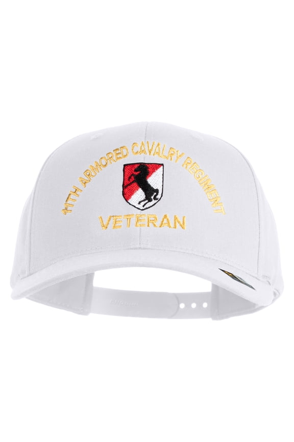 U.S. Army 11th Armored Cavalry Regiment Embroidered Retro Cotton Blend Snapback Cap - White OSFM
