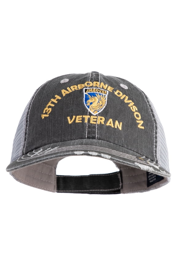 U.S. Army 13th Airborne Divison Embroidered Low Profile Special Cotton Mesh Cap - Black OSFM