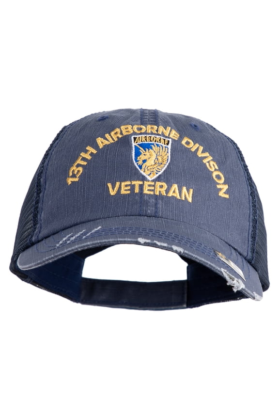U.S. Army 13th Airborne Divison Embroidered Low Profile Special Cotton Mesh Cap - Navy OSFM