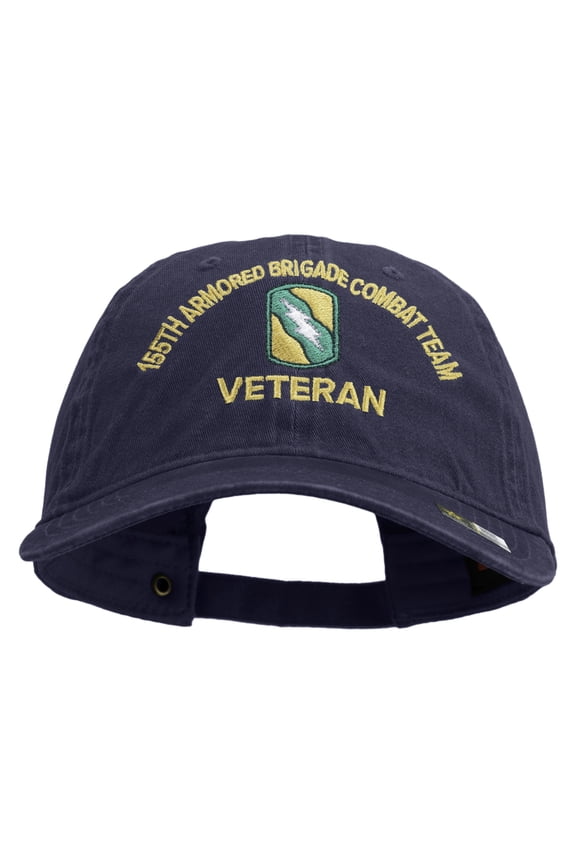 U.S. Army 155th Armored Brigade Combat Team Embroidered Washed Solid Pigment Dyed Cotton Twill Brass Buckle Cap - Navy OSFM