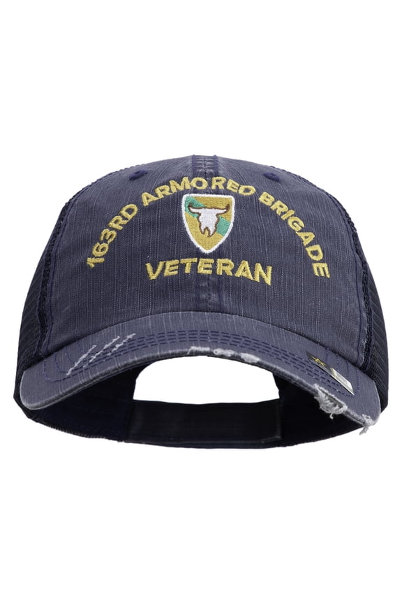 U.S. Army 163rd Armored Brigade Embroidered Low Profile Special Cotton Mesh Cap - Navy OSFM