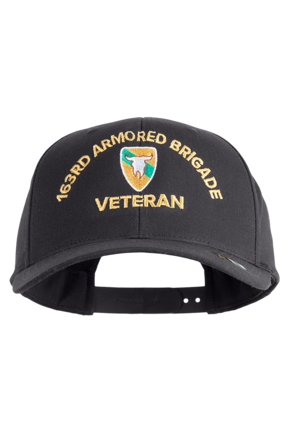 U.S. Army 163rd Armored Brigade Embroidered Retro Cotton Blend Snapback Cap - Charcoal OSFM