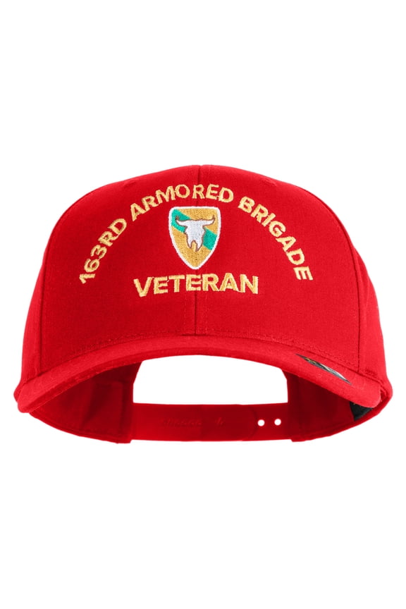 U.S. Army 163rd Armored Brigade Embroidered Retro Cotton Blend Snapback Cap - Red OSFM