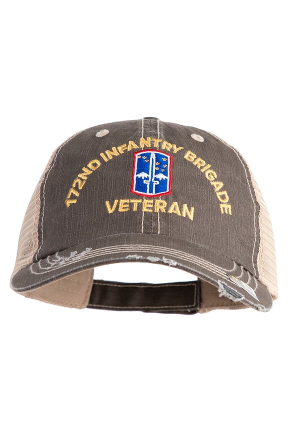 U.S. Army 172nd Infantry Brigade Embroidered Low Profile Special Cotton Mesh Cap - Brown Khaki OSFM