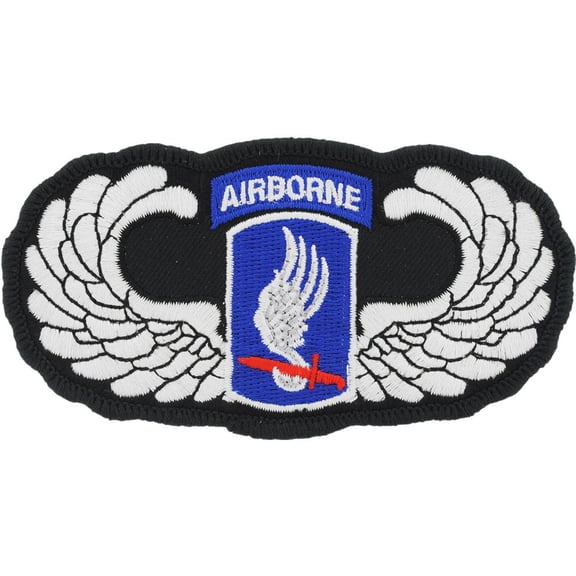 U.S. Army 173rd Airborne Wing Patch Black & White 3"