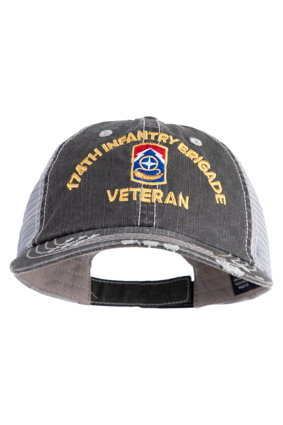 U.S. Army 174th Infantry Brigade Embroidered Low Profile Special Cotton Mesh Cap - Black OSFM