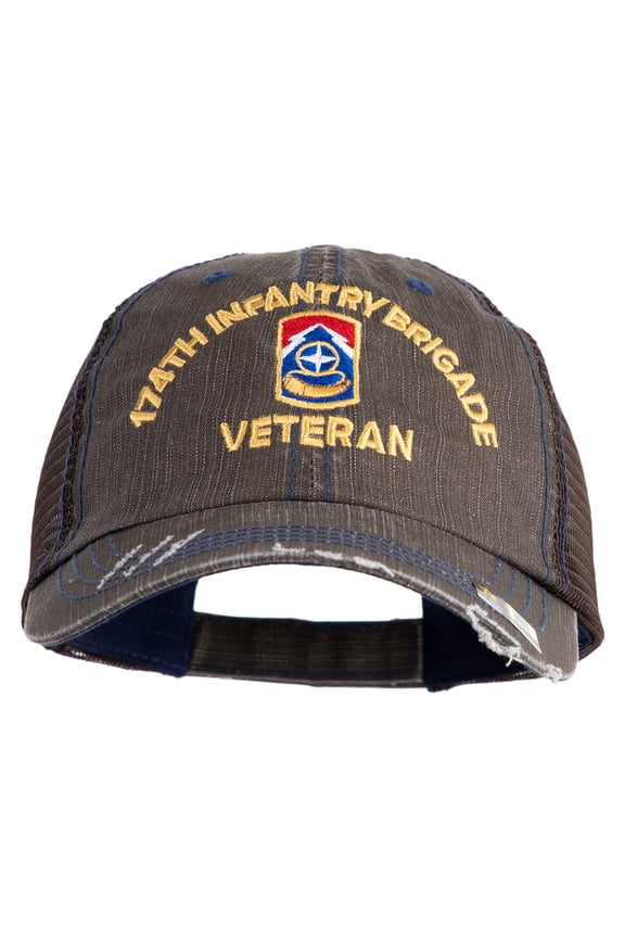 U.S. Army 174th Infantry Brigade Embroidered Low Profile Special Cotton Mesh Cap - Brown OSFM